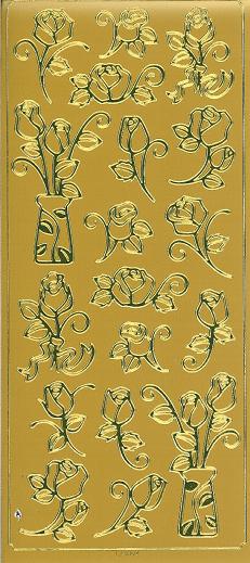 Konturensticker gold Spiegeleffekt, Blumen divers II